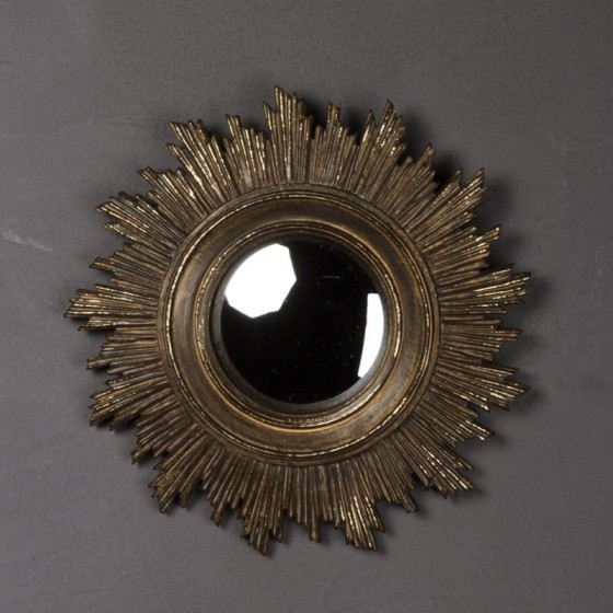 Miroir convexe soleil doré antique18 cm - Miroirs Luminaires et miroirs