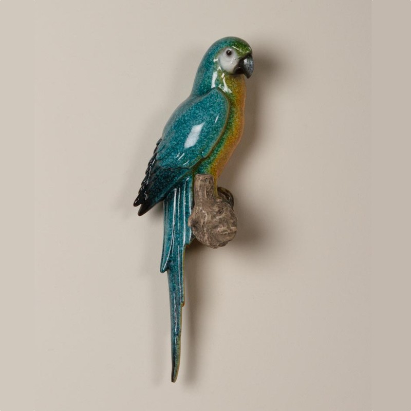 Enseigne Murale Hamac Perroquet 20 Pouces - Bois Sculpté Main - Thème Tiki Bar