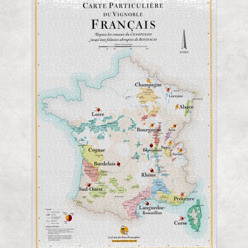 Affiche - La carte des vins de France - 50 x 70cm - L'INATELIER