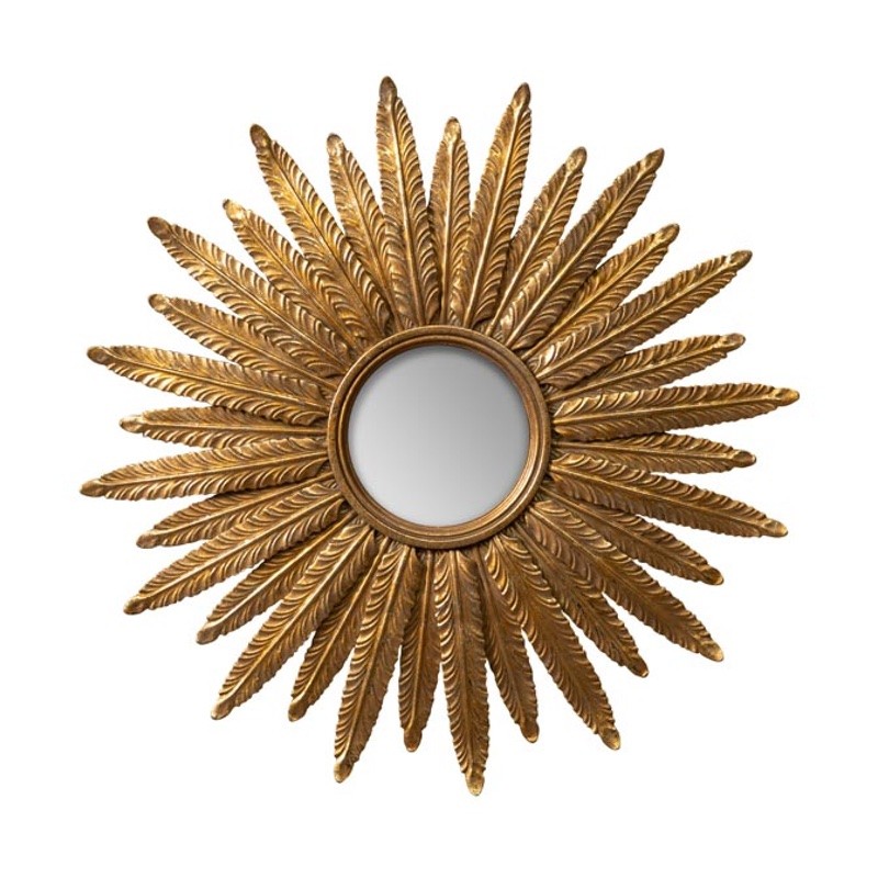Miroir doré Convexe Plumes (2 Formats) – Qcmstore
