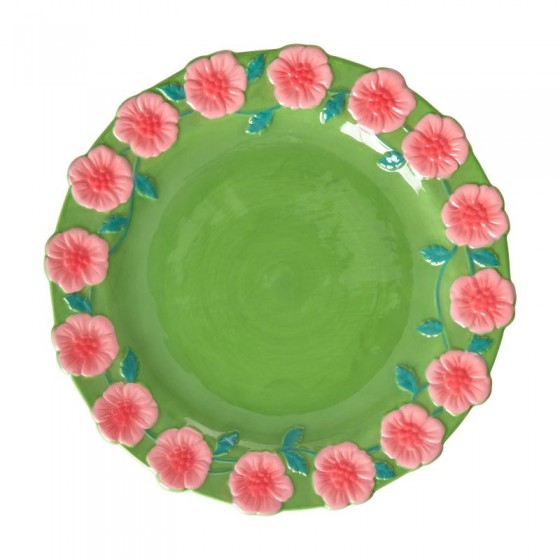 Assiette présentation céramique fleurs RICE - Assiettes et couverts  Vaisselle